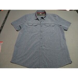 Zeroxposur Shirt Men L Blue Travel Series Short Sleeve Button Up Safari Untuck